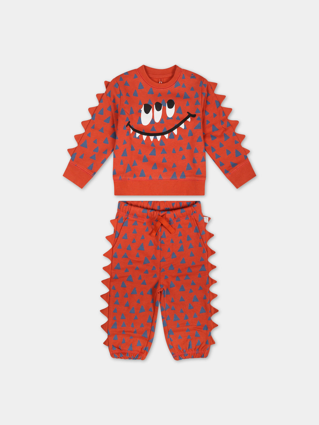 Red suit for baby boy with monster print